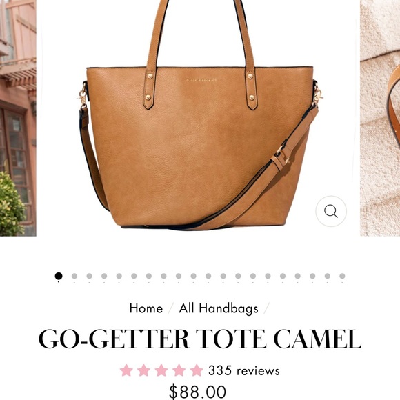 Poppy and Peonies Go Getter Tote Camel - Picture 9 of 11